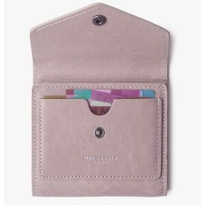 Borgasets Women's Pink Leather Small Card Holder Wallet Snap Closure